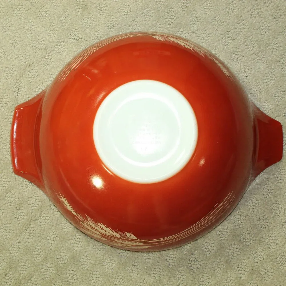 Complete Set of 4 Vtg Pyrex Harvest Wheat Red Orange 441-444 Cinderella Mixing